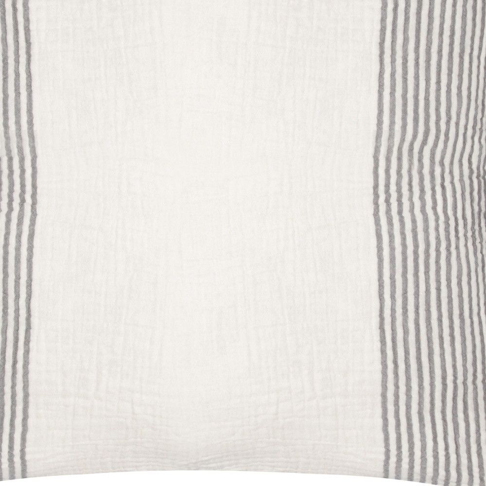 22" Gray and Ivory Striped Cotton Throw Pillow