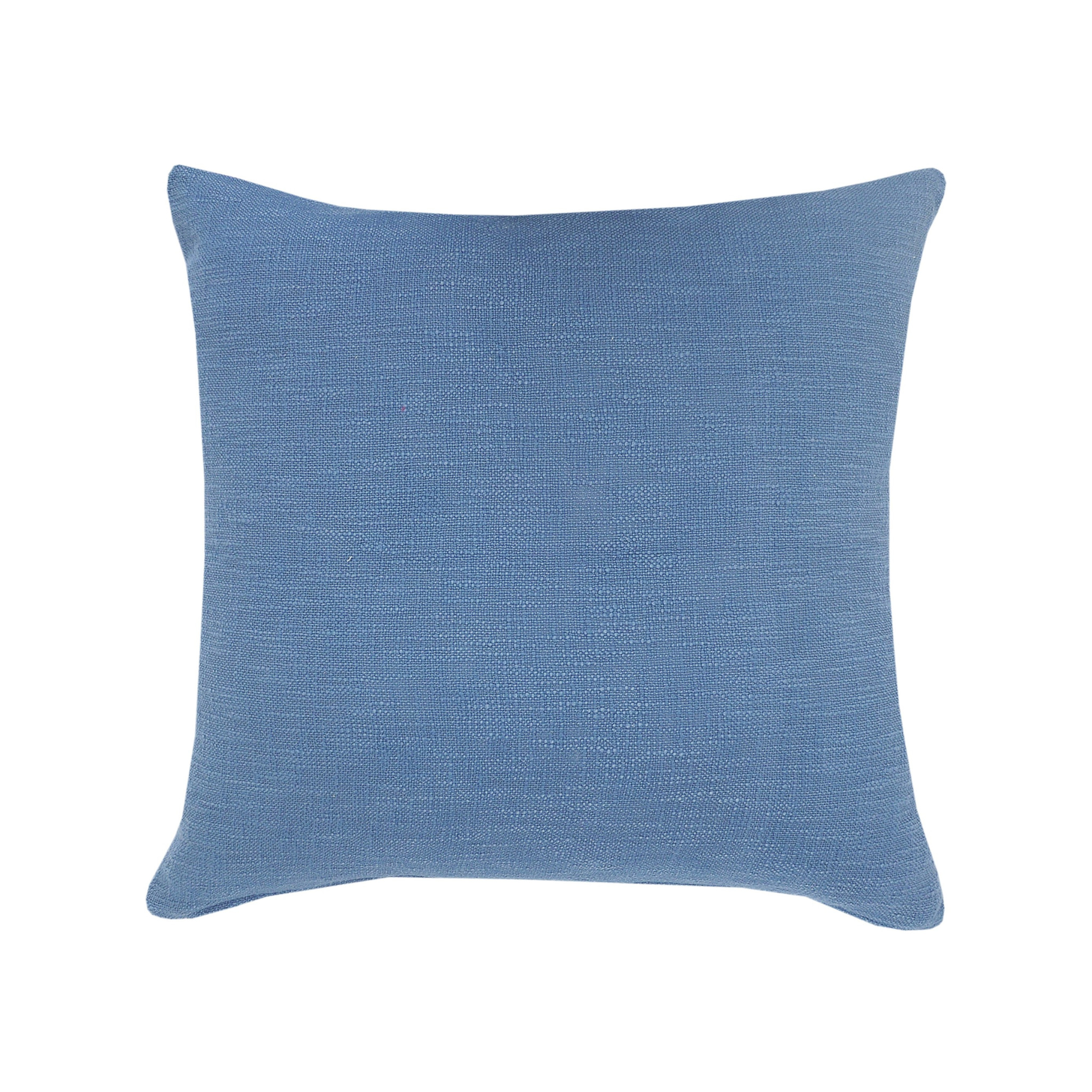 Set of Two Blue Diamond Cotton Throw Pillow With Fringe