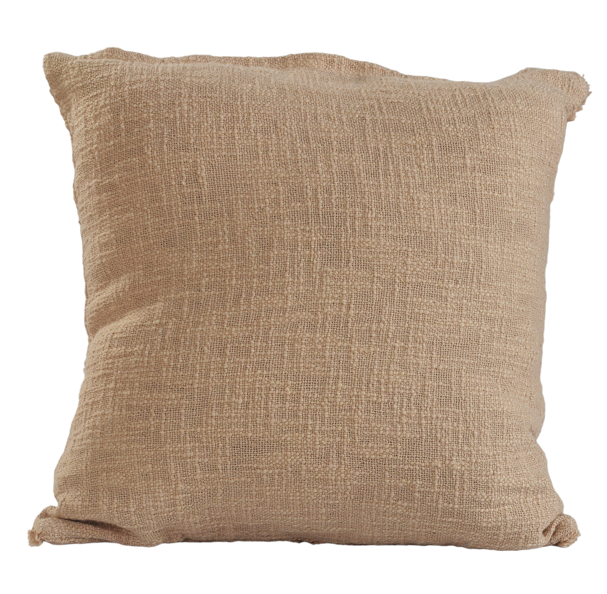 Set of Two Tan Diamond Cotton Throw Pillow With Fringe
