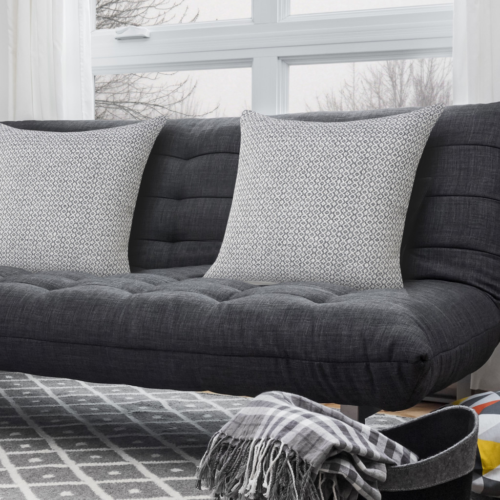Set of Two Gray Chevron Cotton Throw Pillow