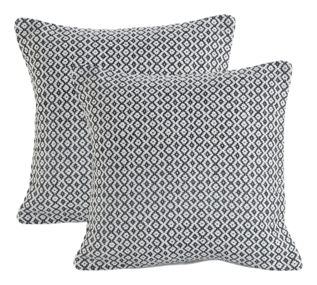 Set of Two Gray Chevron Cotton Throw Pillow