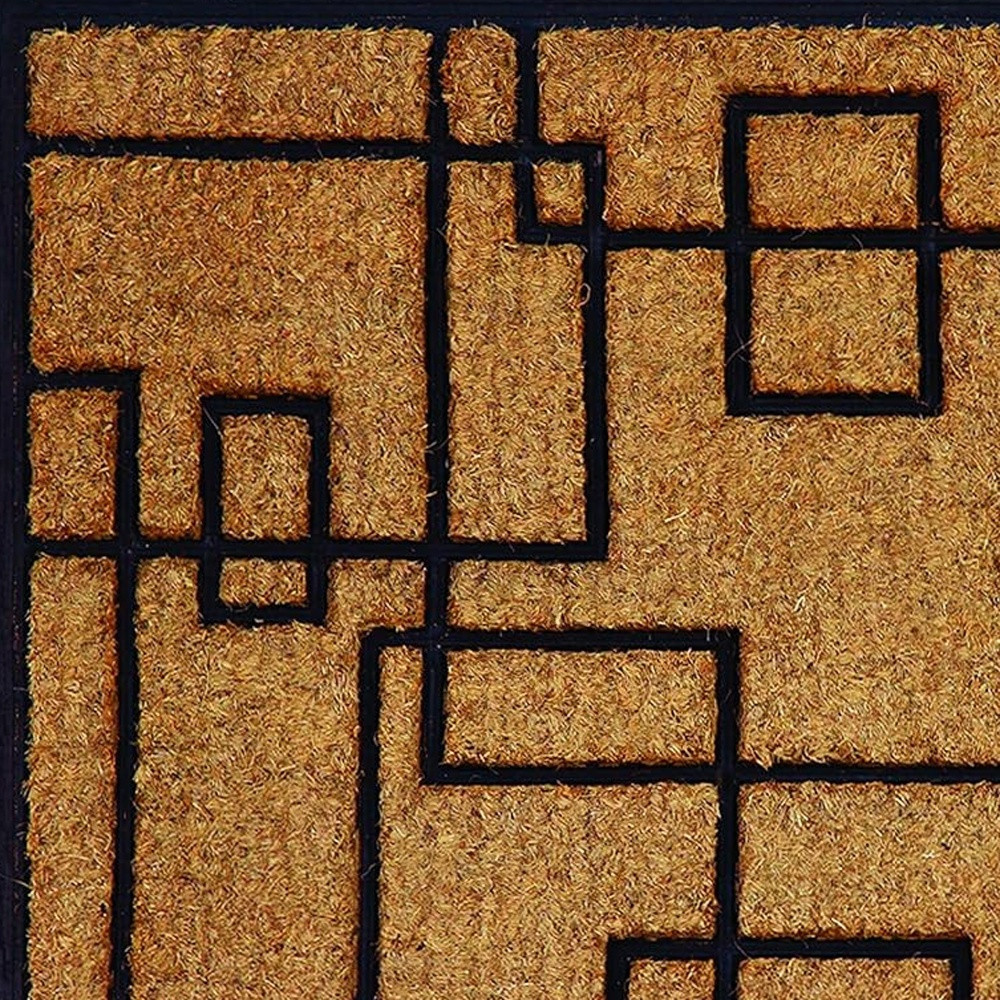 24" X 36" Natural and Black Coir Geometric Outdoor Door Mat