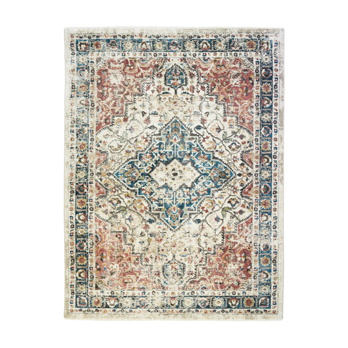 2" X 3" Beige Oriental Distressed Area Rug With Fringe