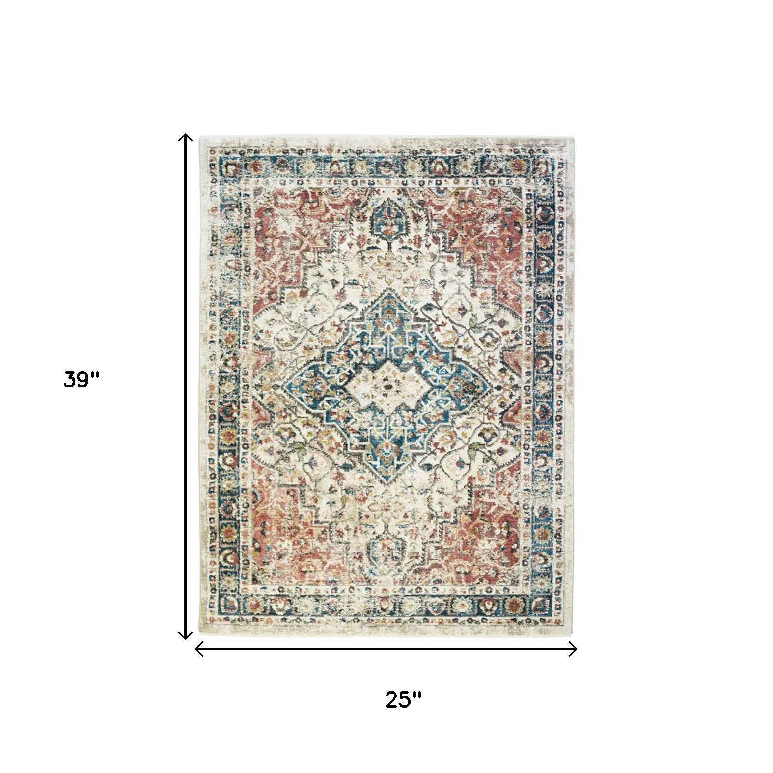 2" X 3" Beige Oriental Distressed Area Rug With Fringe