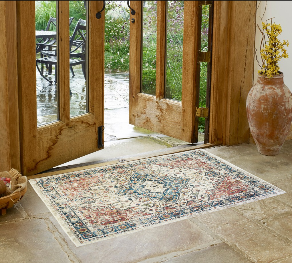 2" X 3" Beige Oriental Distressed Area Rug With Fringe