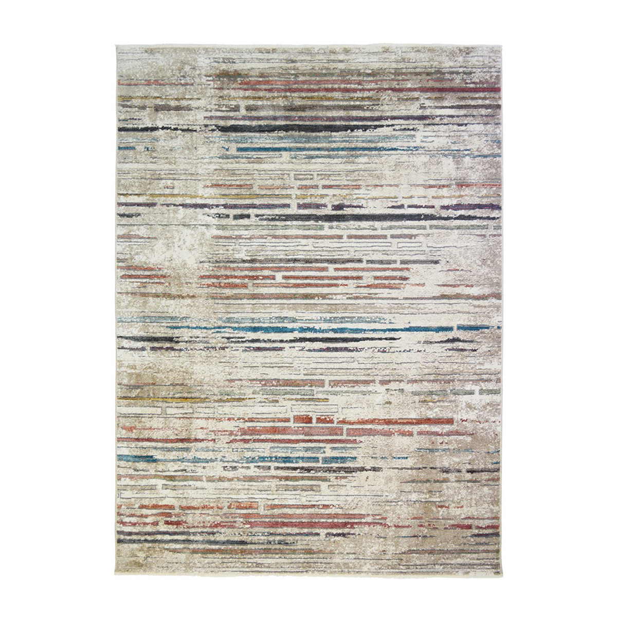 2" X 3" Beige Geometric Distressed Area Rug With Fringe