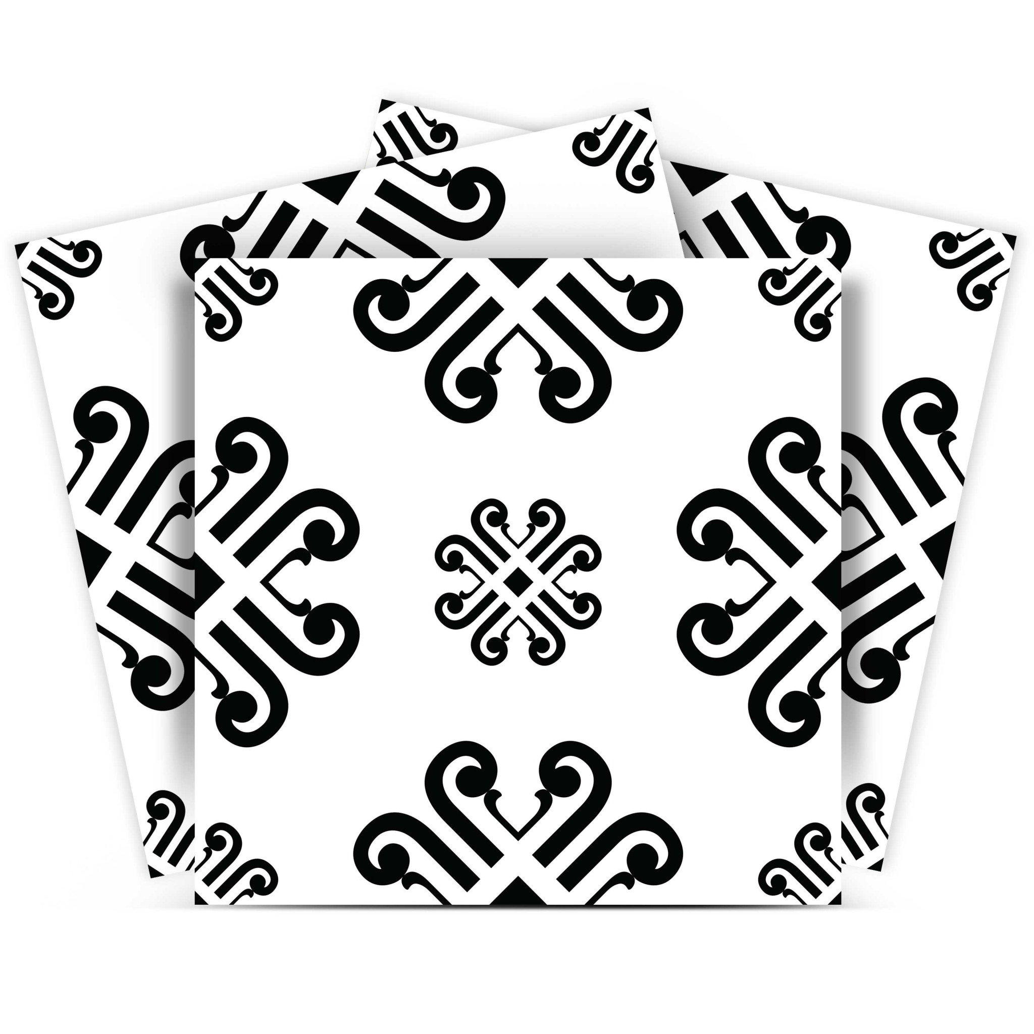 12" X 12" Black and White Daisy Peel and Stick Removable Tiles-555890-1