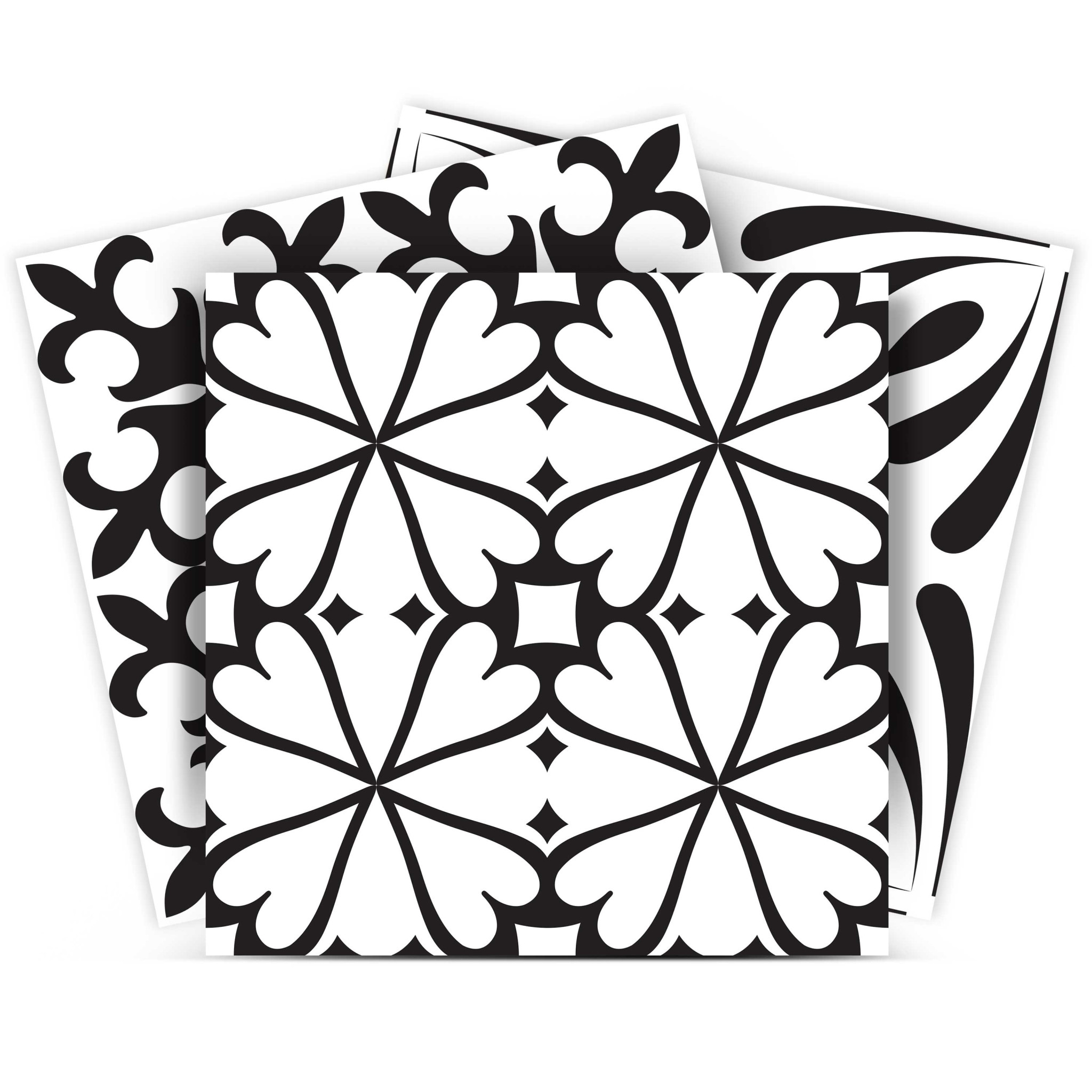 12" X 12" Black and White Mash Peel and Stick Removable Tiles-555906-1