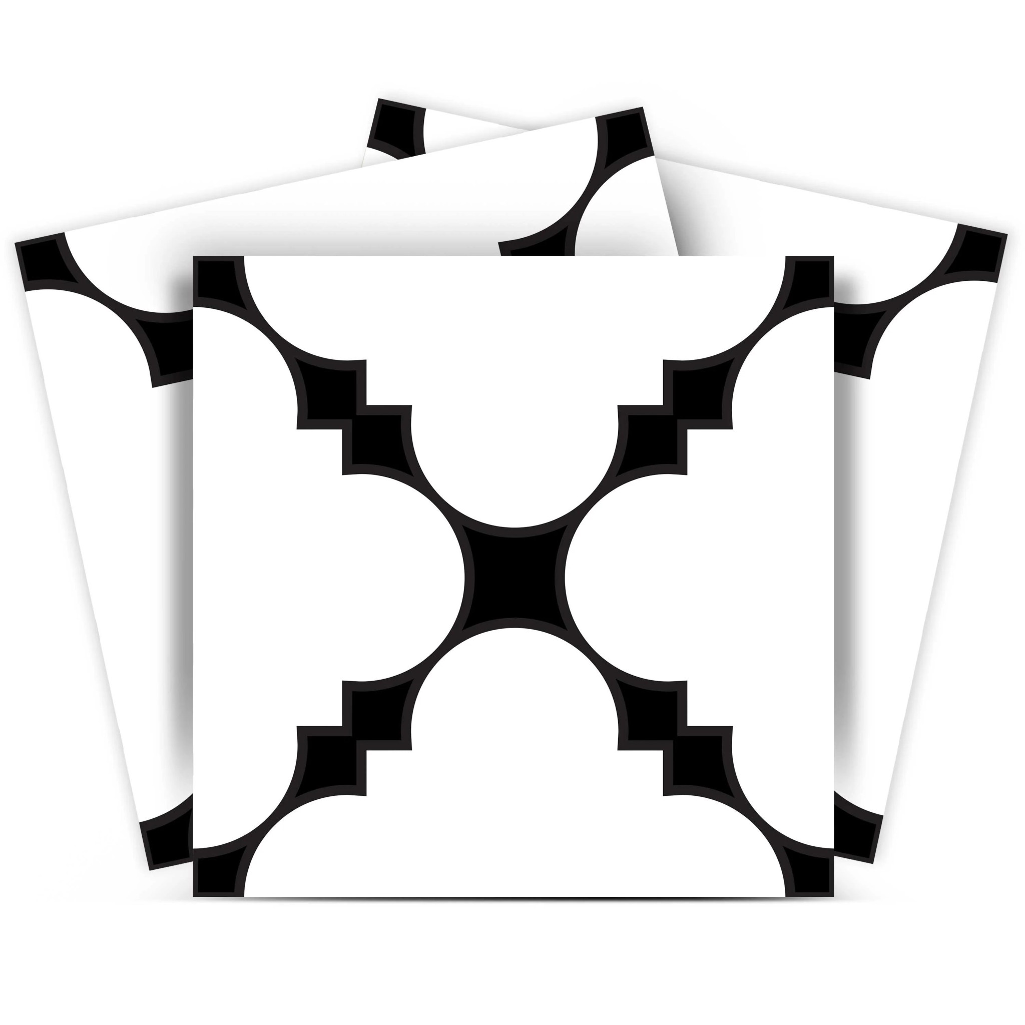 12" X 12" Black and White Tri Peel and Stick Tiles-555908-1