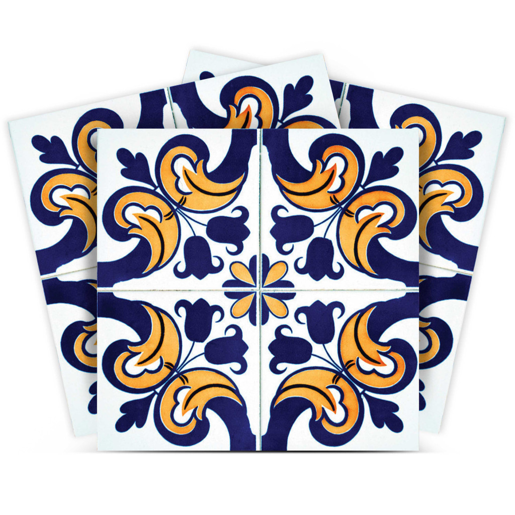 12" X 12" Blue Mikos Removable Peel and Stick Tiles-555978-1