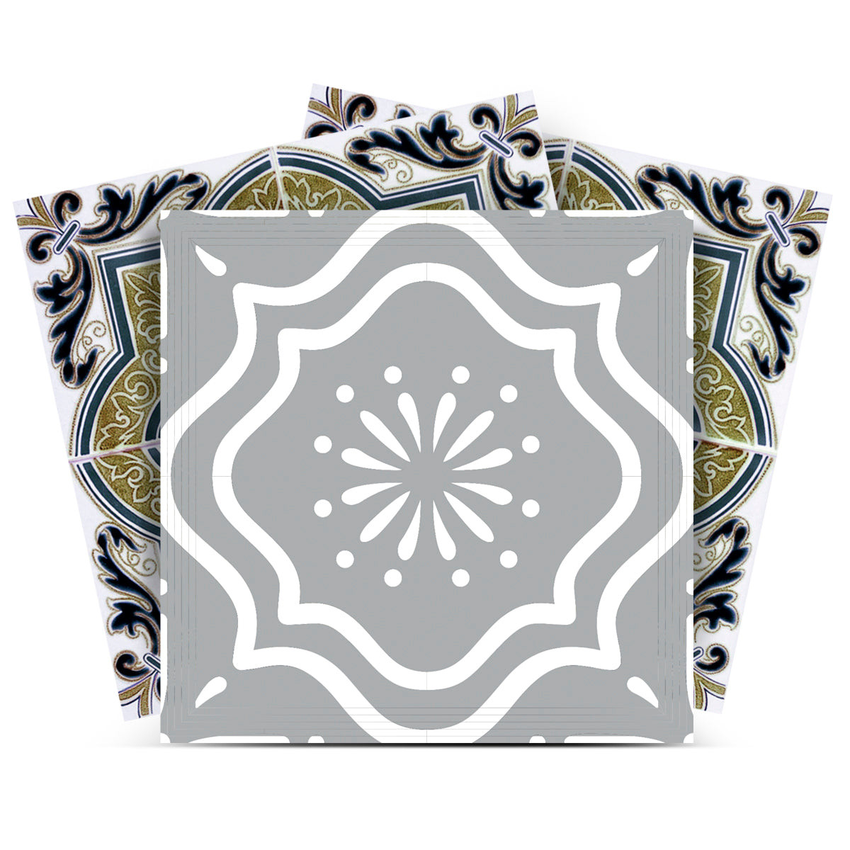 12" X 12" Vintage Sage Medallion Peel and Stick Removable Tiles-556410-1