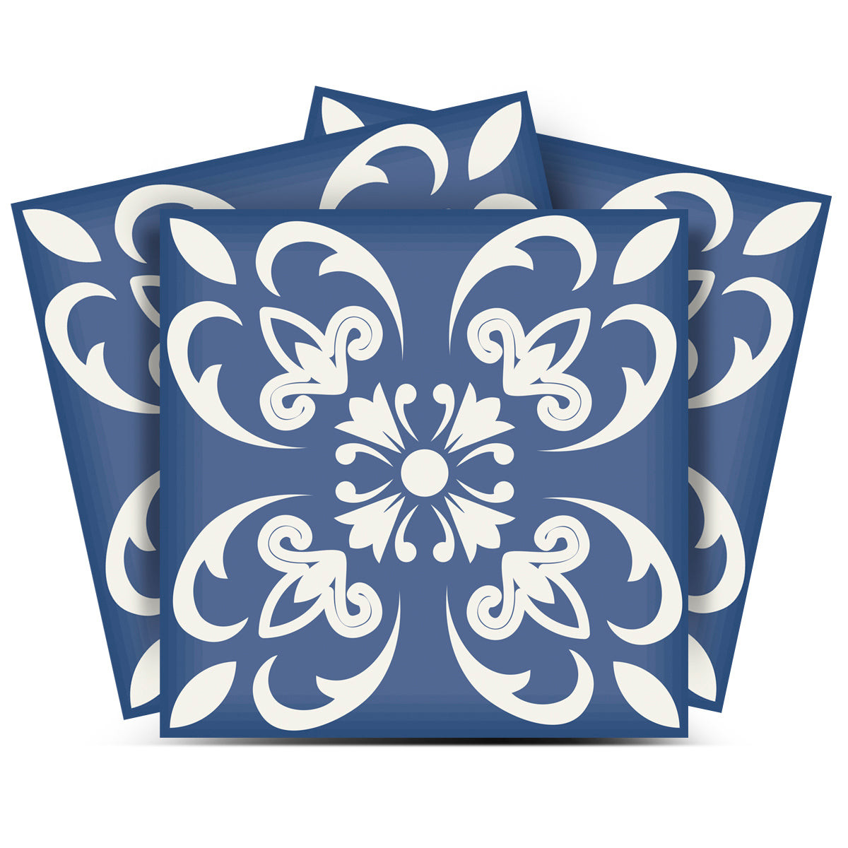 12" X 12" Wedgwood Blue and White Peel and Stick Removable Tiles-556411-1