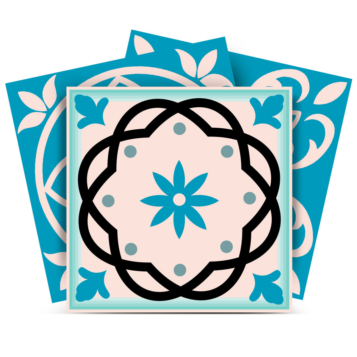 12" X 12" Sky Blue Mosaic Peel and Stick Removable Tiles-556424-1