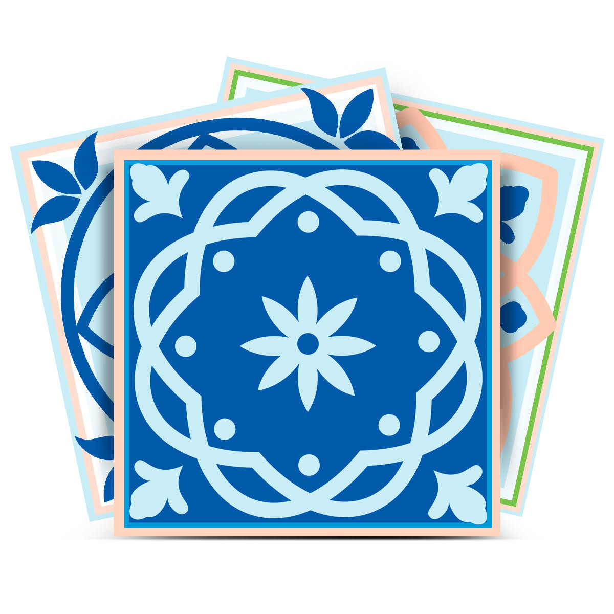 12" X 12" Dark and Light Blue Mosaic Peel and Stick Removable Tiles-556428-1