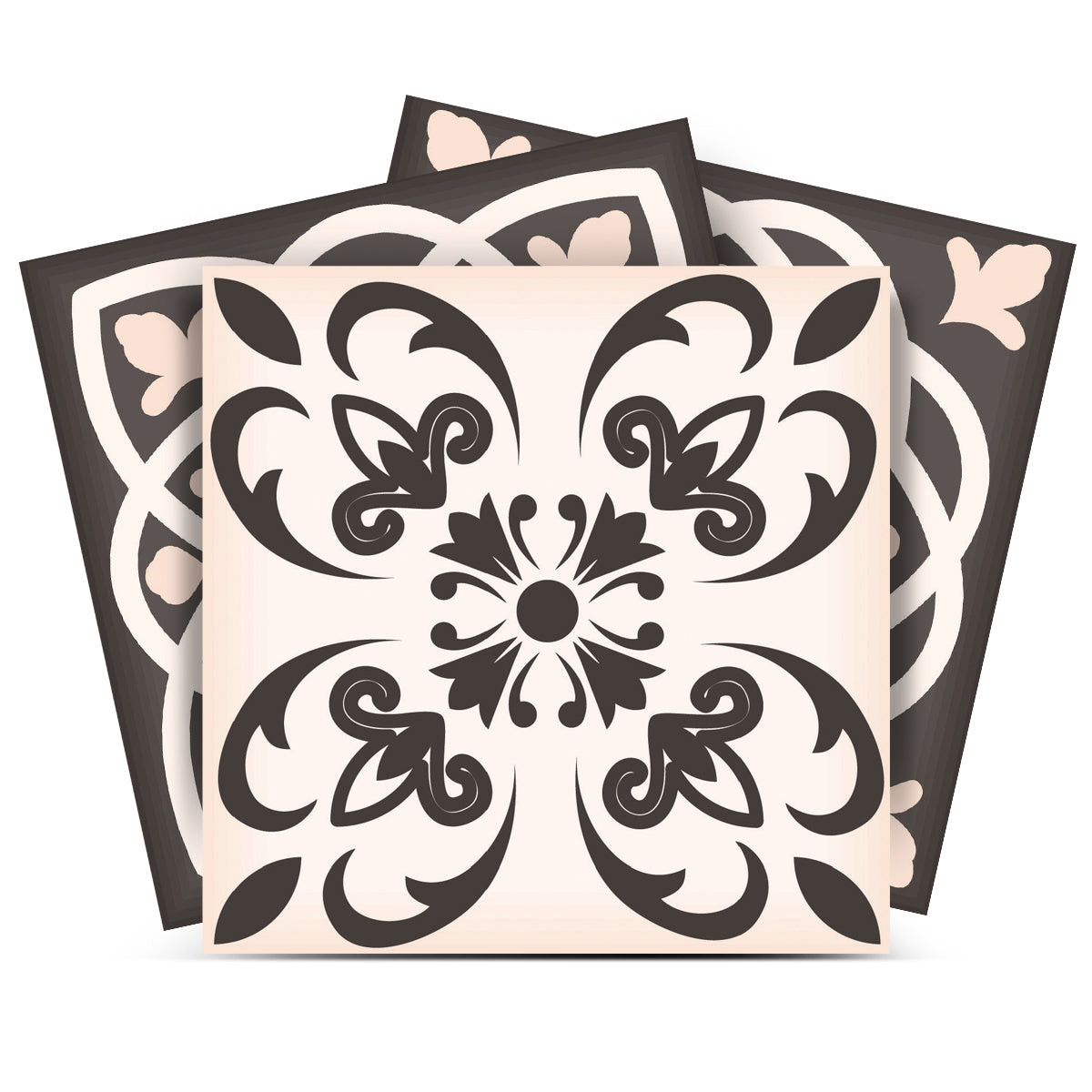 12" X 12" Charcoal and White Mosaic Peel and Stick Removable Tiles-556432-1