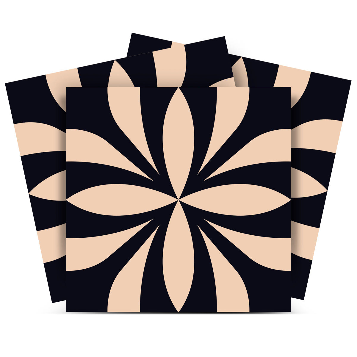 12" X 12" Intertwined Black and Cream Peel and Stick Removable Tiles-556435-1