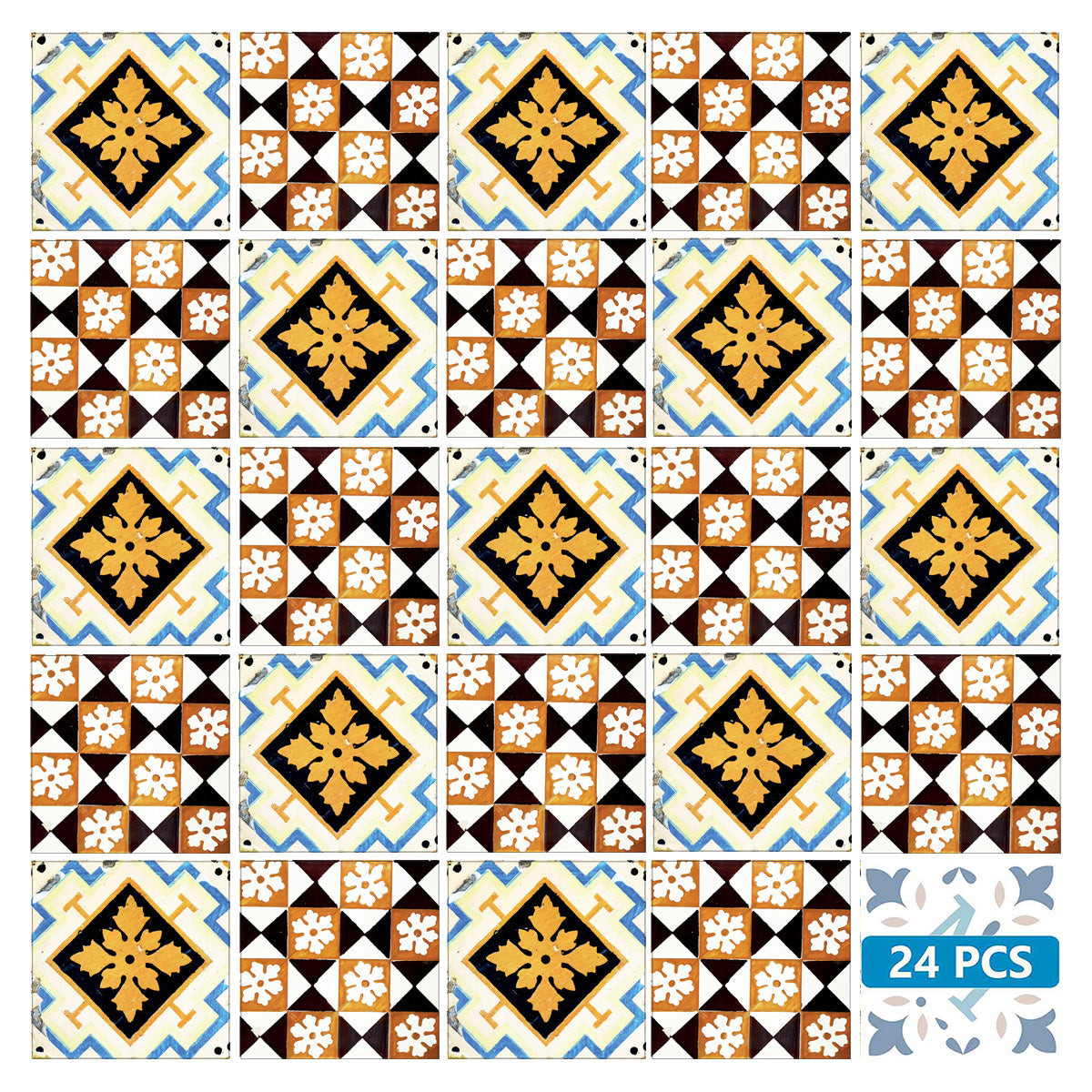 12" X 12" Snowflake and Diamond Peel and Stick Removable Tiles-556446-1
