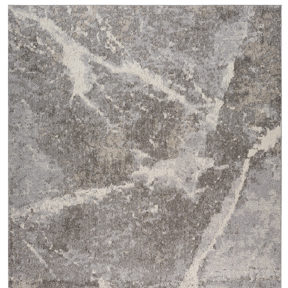 5" X 8" Gray and Ivory Abstract Area Rug