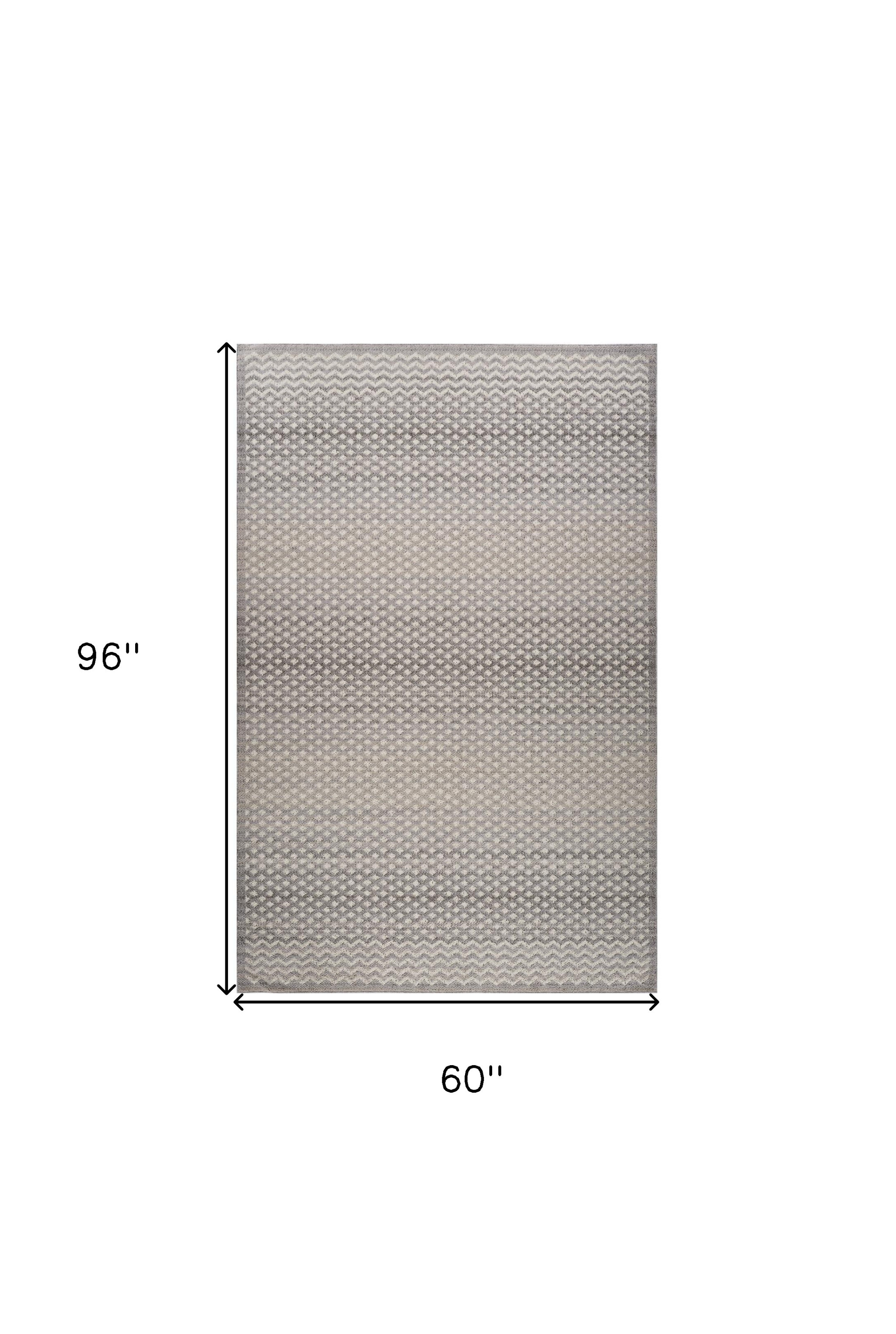 5" X 8" Gray and Beige Checkered Distressed Area Rug