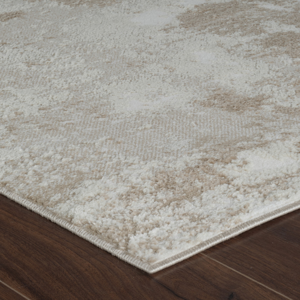 5" X 8" Cream and Beige Abstract Distressed Area Rug