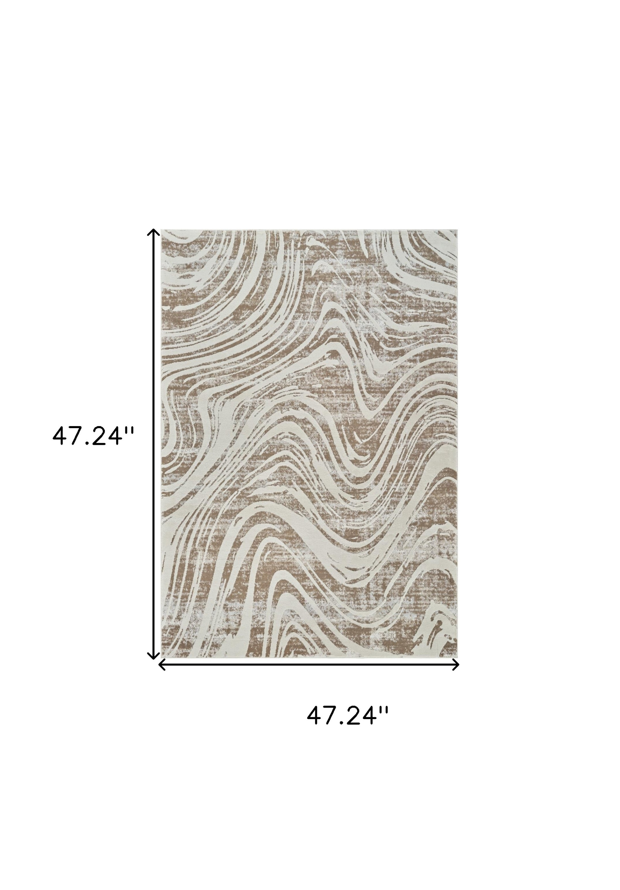 4" X 6" Beige and Brown Abstract Distressed Area Rug