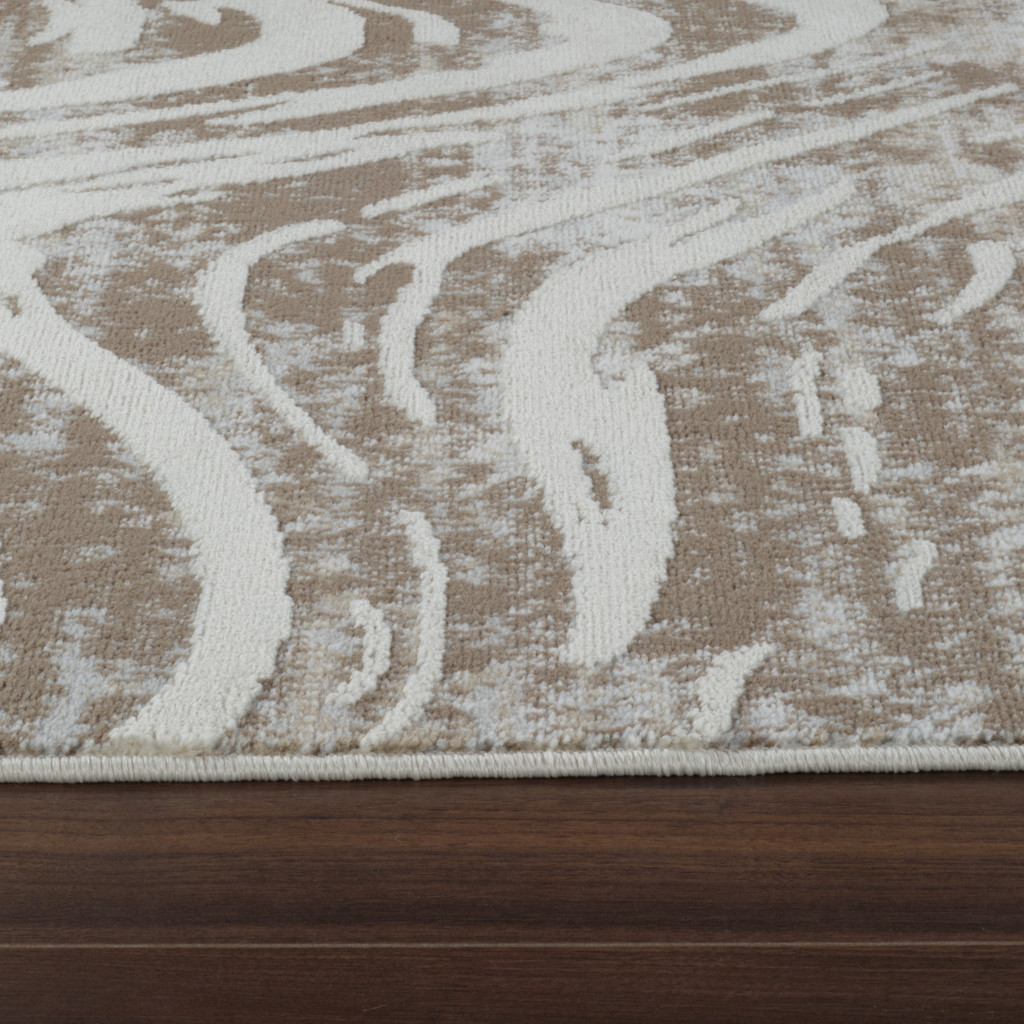 4" X 6" Beige and Brown Abstract Distressed Area Rug