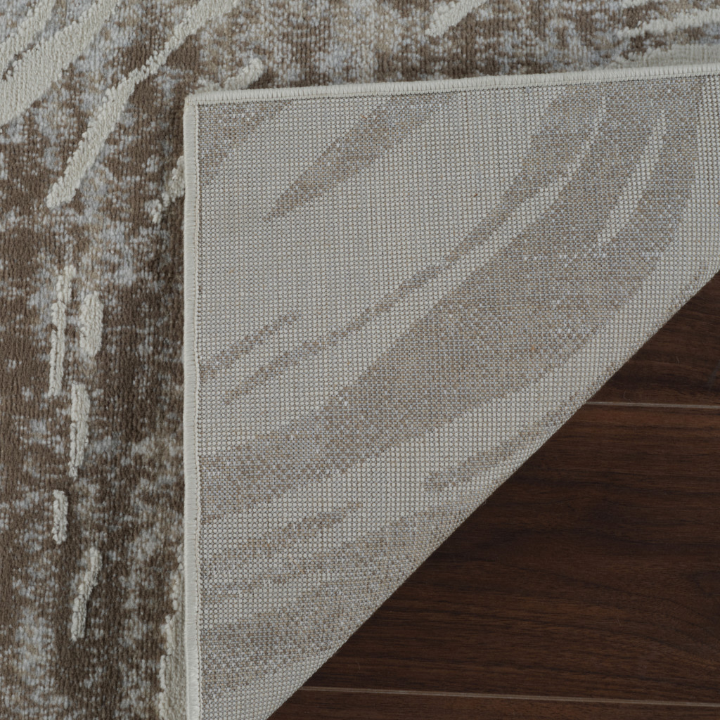 4" X 6" Beige and Brown Abstract Distressed Area Rug