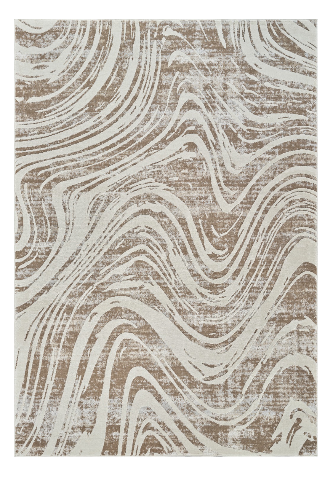 4" X 6" Beige and Brown Abstract Distressed Area Rug