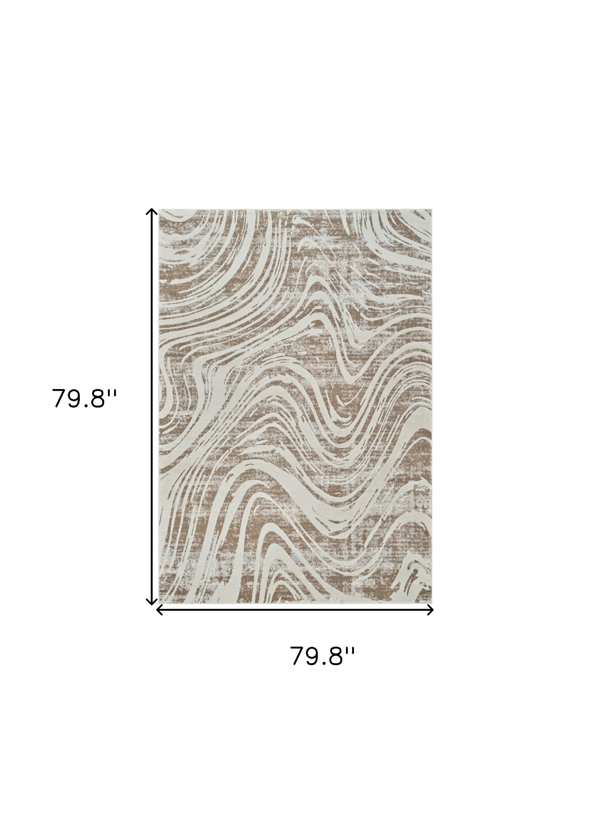 7" X 10" Beige and Brown Abstract Distressed Area Rug