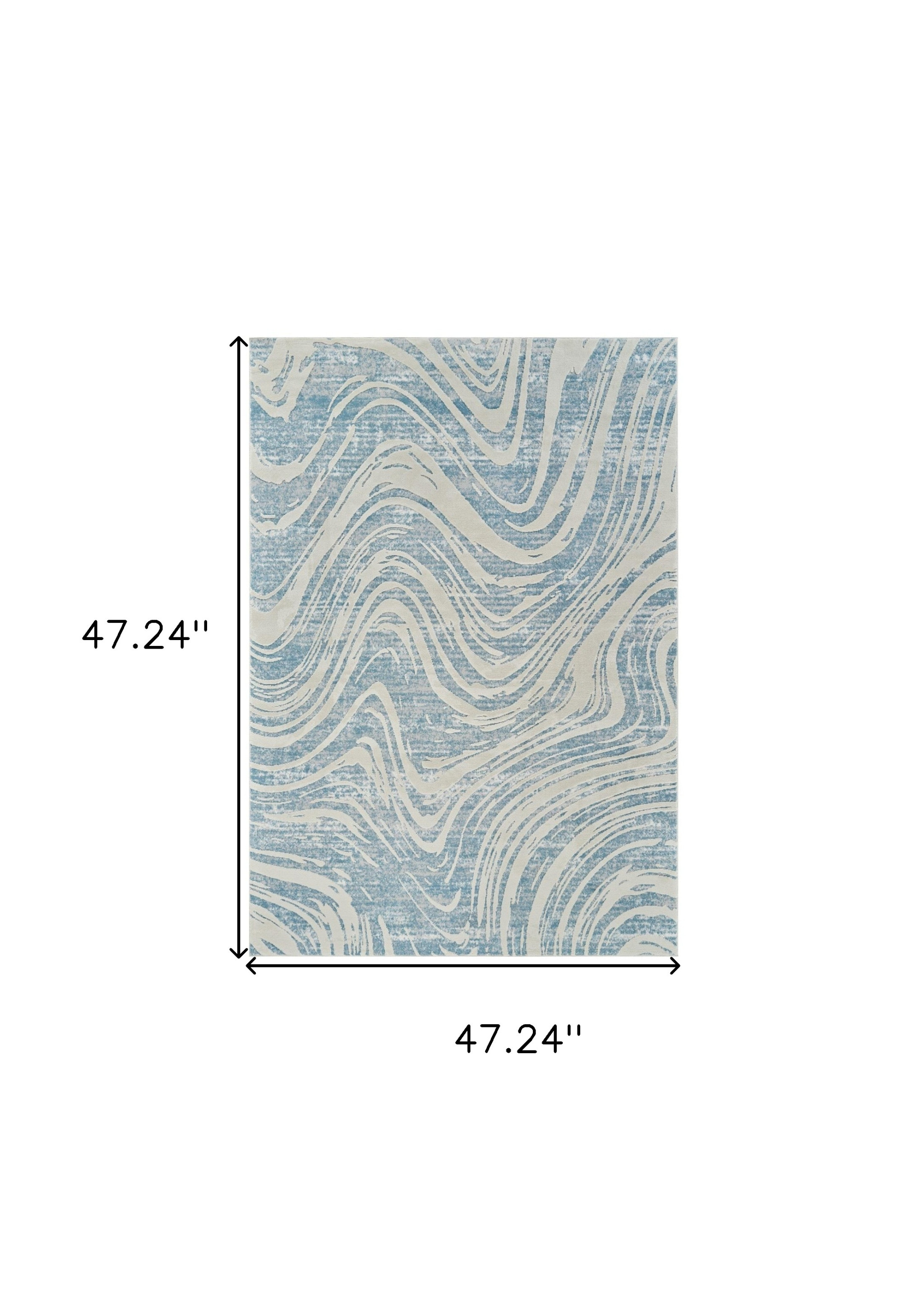 4" X 6" Blue and Beige Abstract Distressed Area Rug