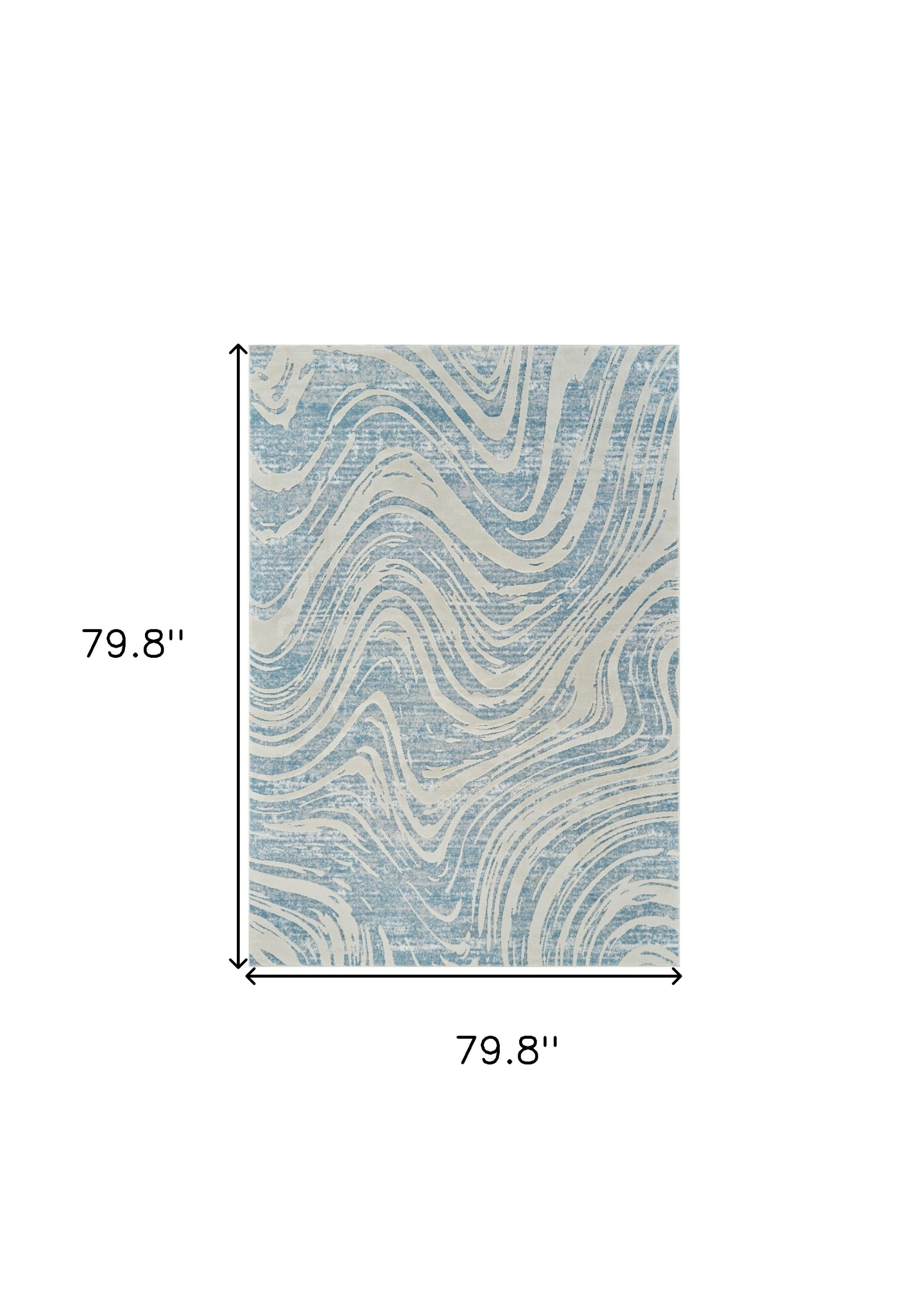 7" X 10" Blue and Beige Abstract Distressed Area Rug