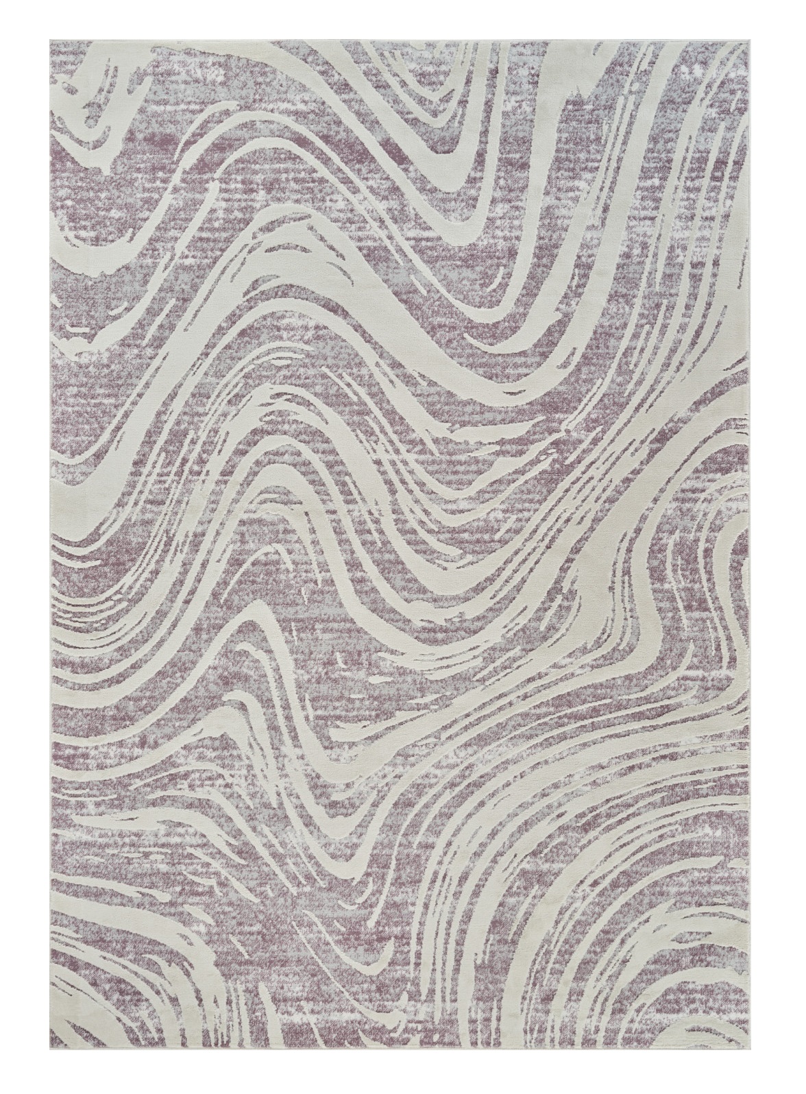 4" X 6" Beige and Purple Abstract Distressed Area Rug