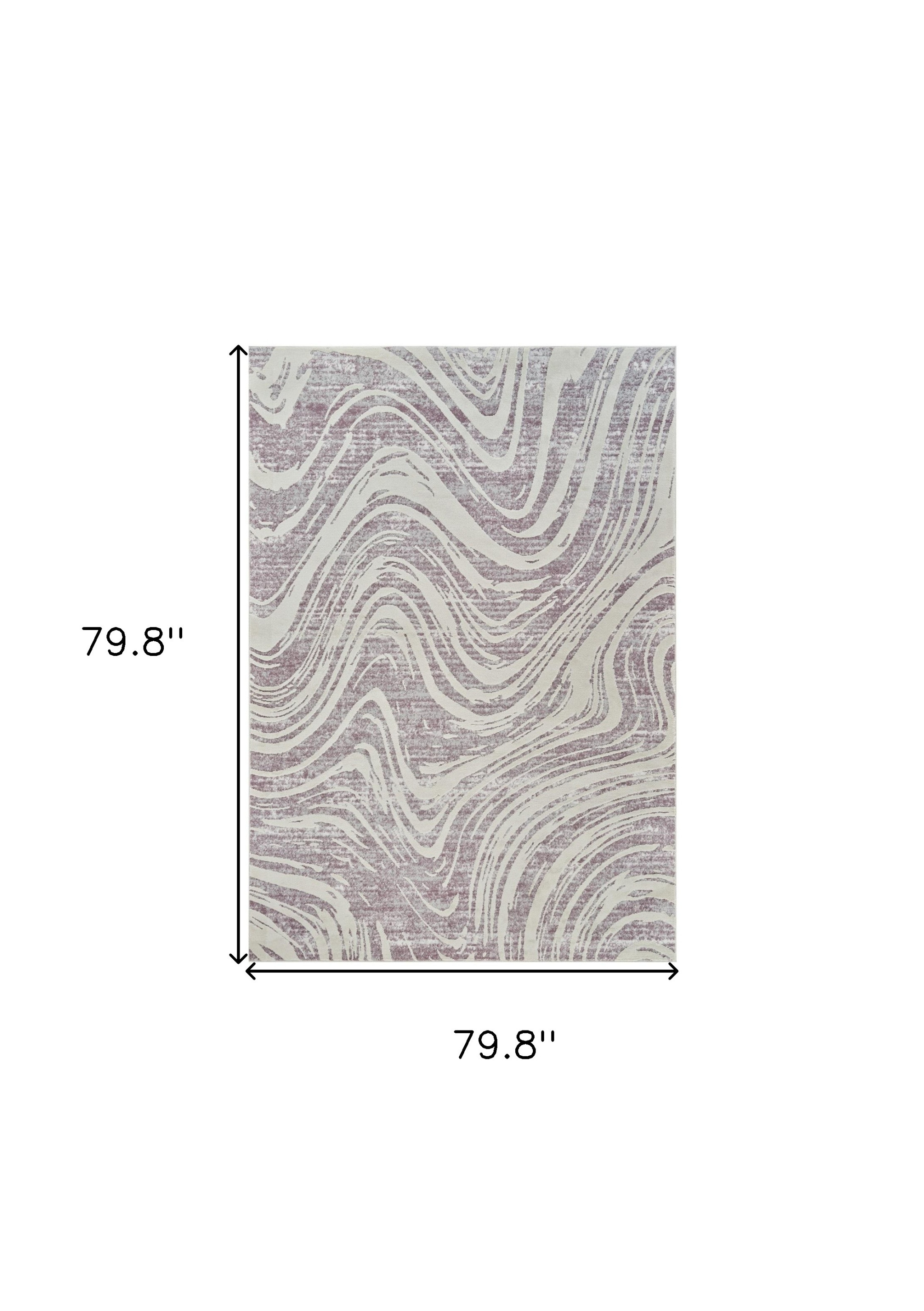 7" X 10" Beige and Purple Abstract Distressed Area Rug