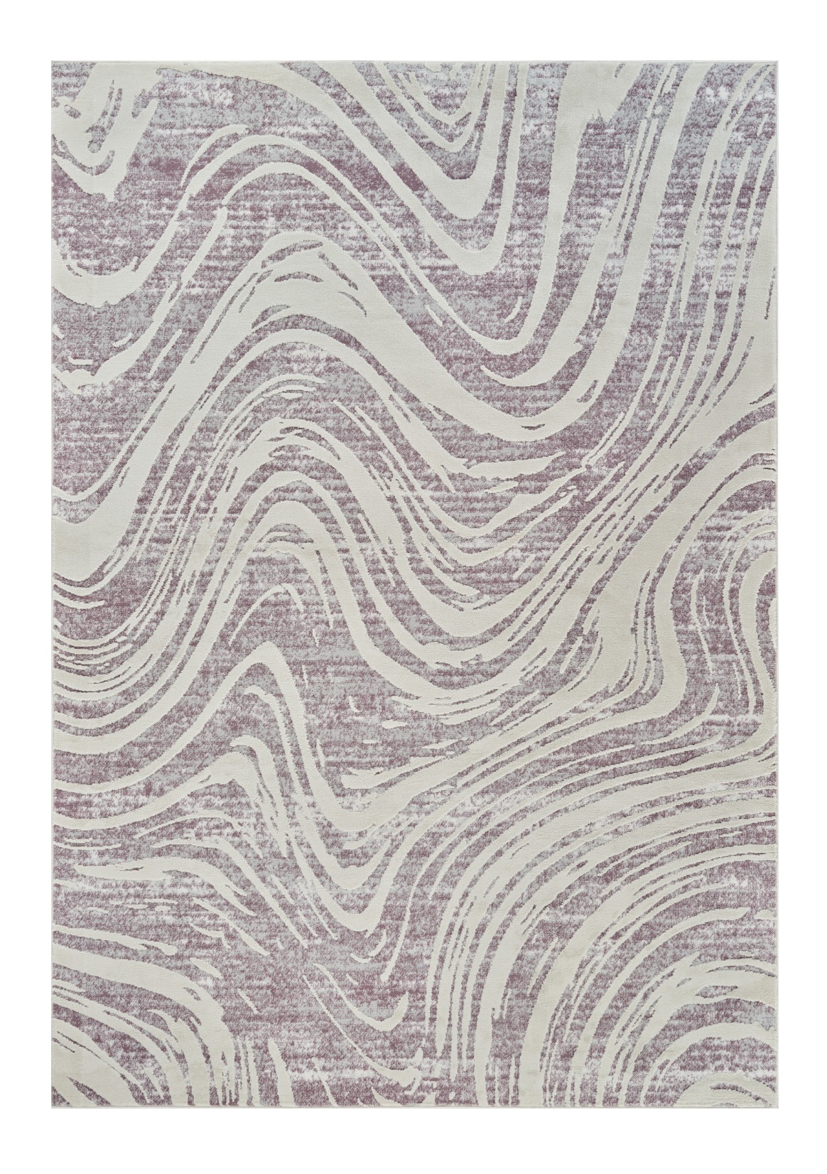 7" X 10" Beige and Purple Abstract Distressed Area Rug