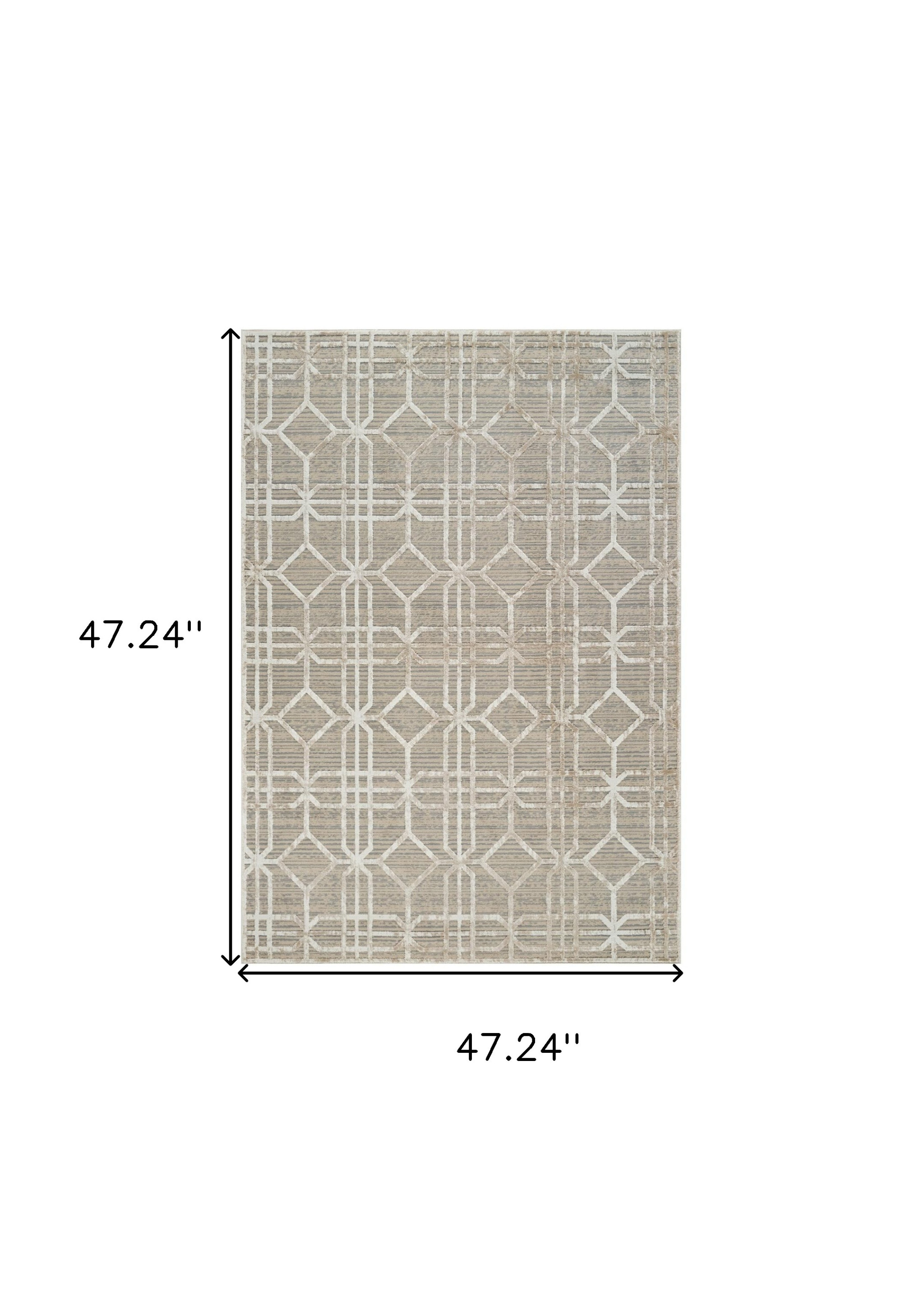 4" X 6" Beige and Brown Abstract Distressed Area Rug