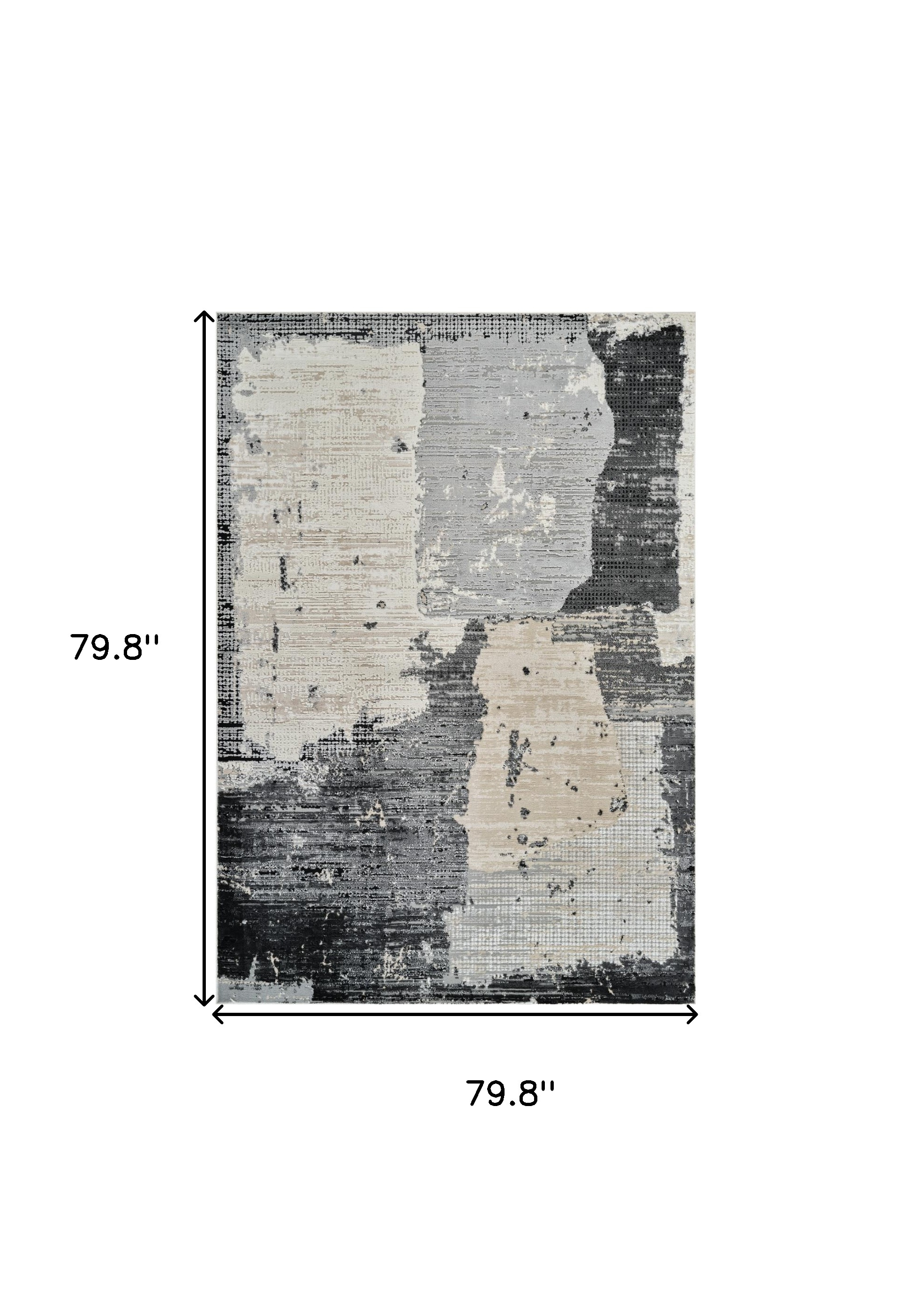7" X 10" Beige and Black Abstract Distressed Area Rug