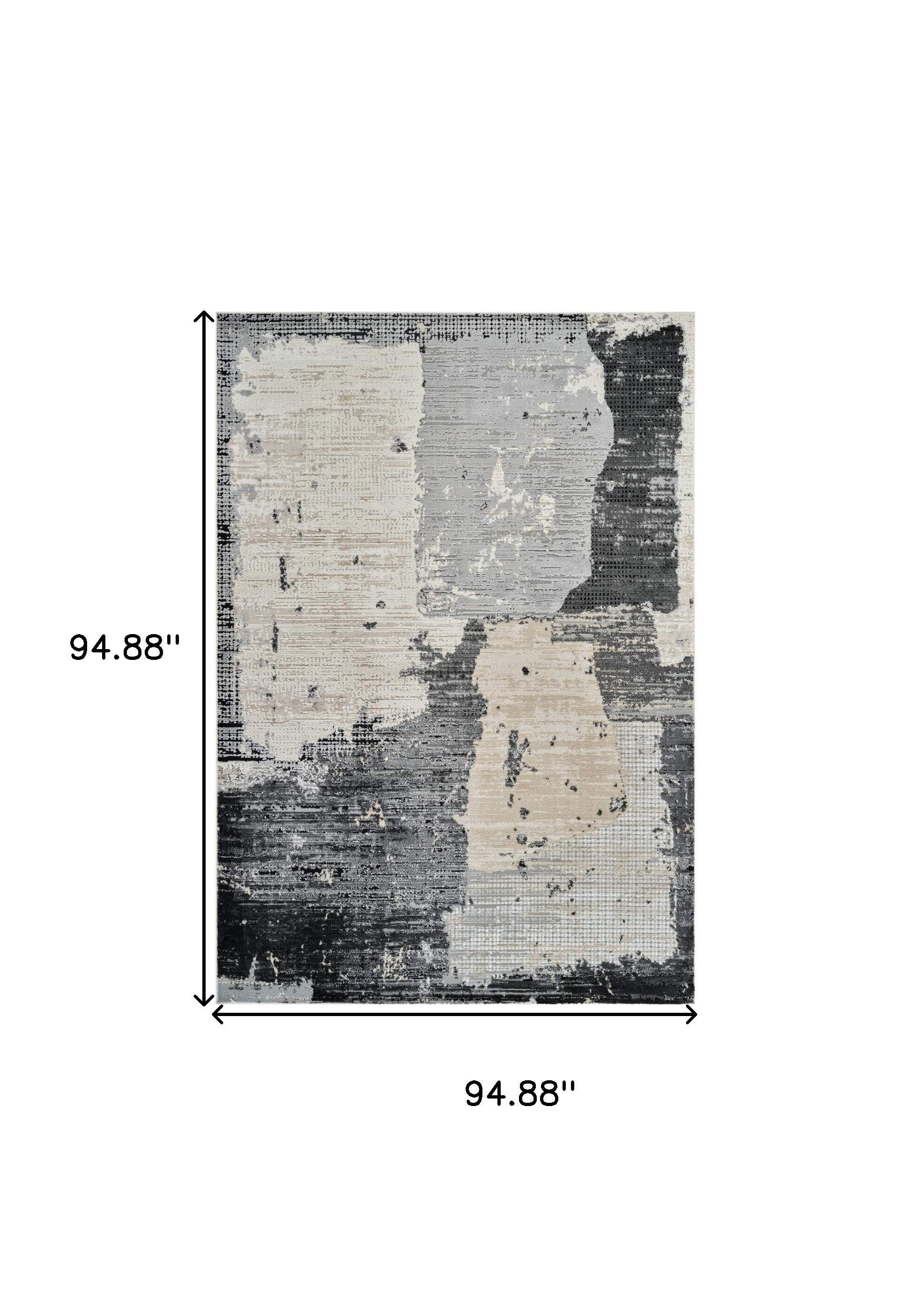 8" X 11" Beige and Black Abstract Distressed Area Rug