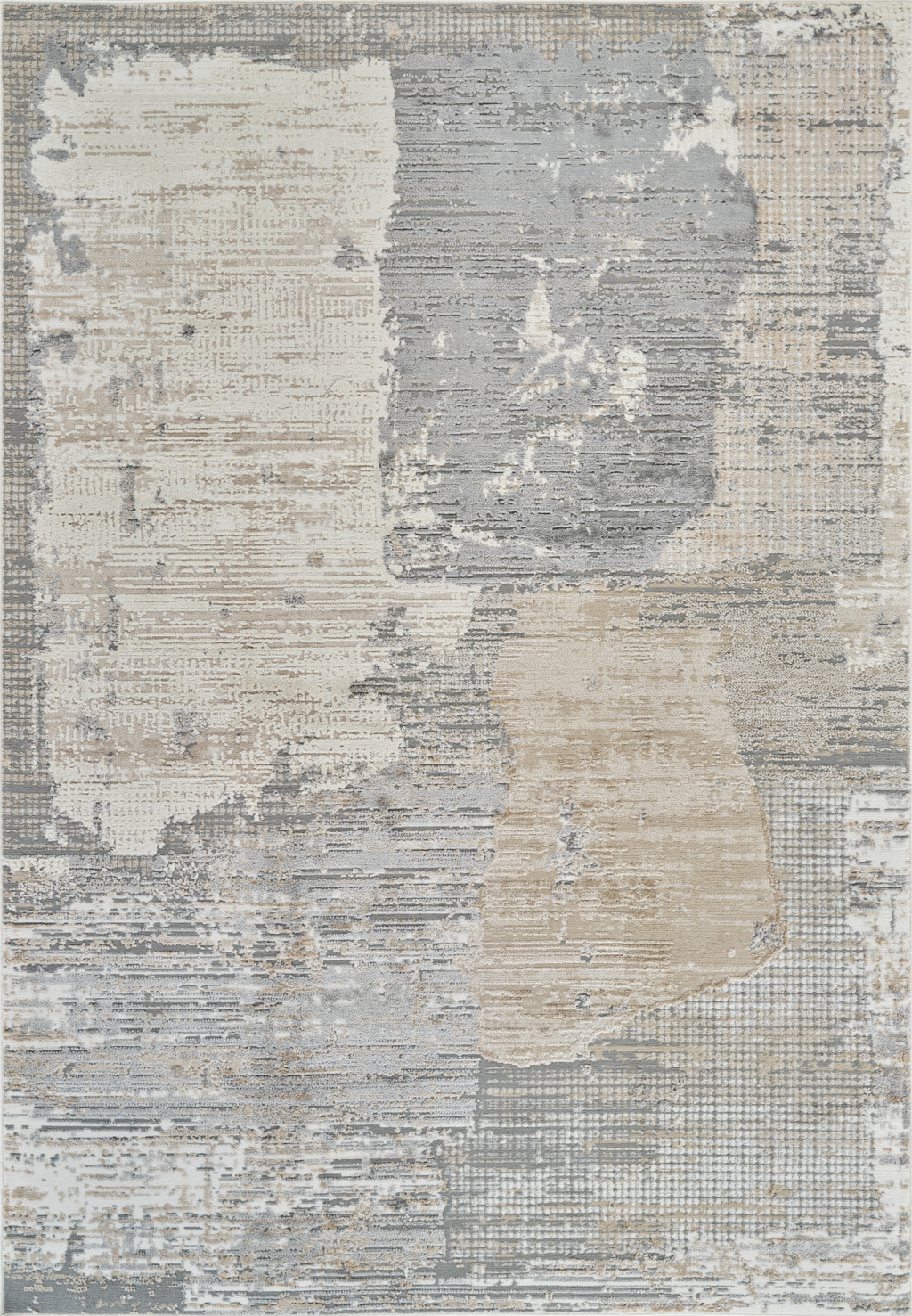 5" X 8" Gray and Cream Abstract Distressed Area Rug