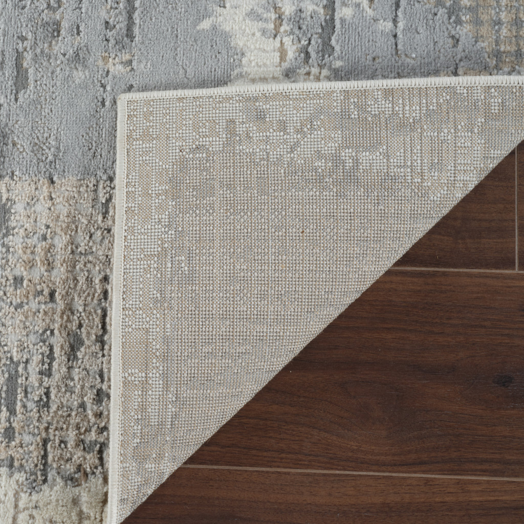 5" X 8" Gray and Cream Abstract Distressed Area Rug