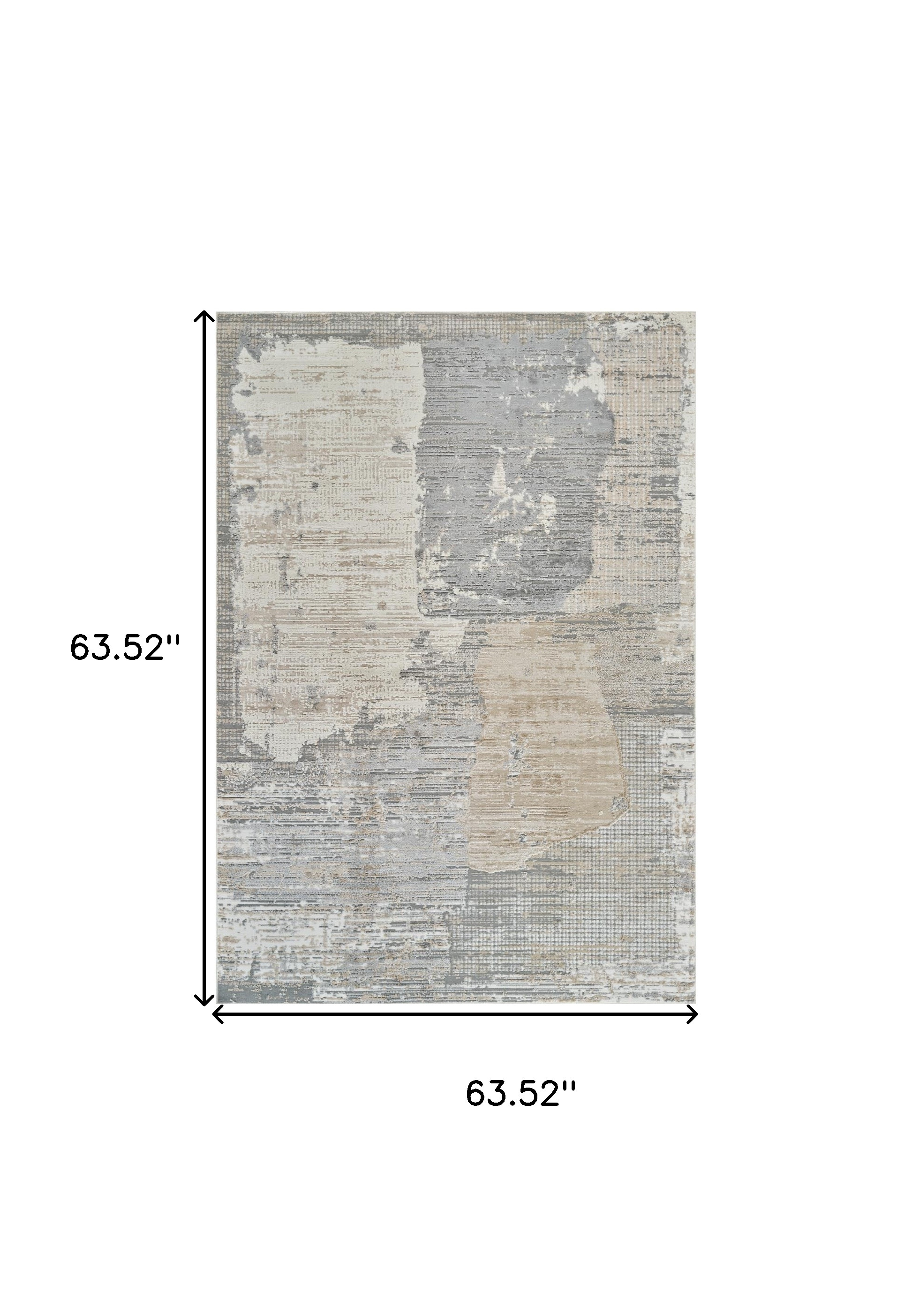 5" X 8" Gray and Cream Abstract Distressed Area Rug