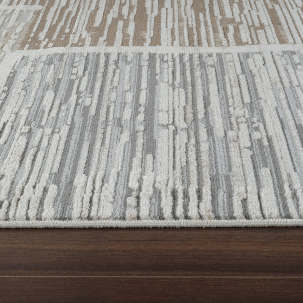 4" X 6" Beige and Brown Abstract Distressed Area Rug