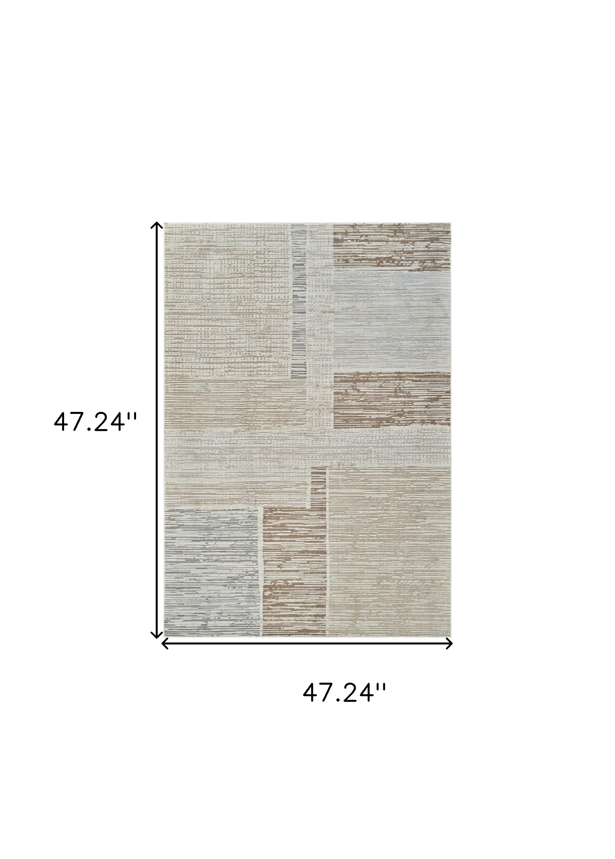 4" X 6" Beige and Brown Abstract Distressed Area Rug