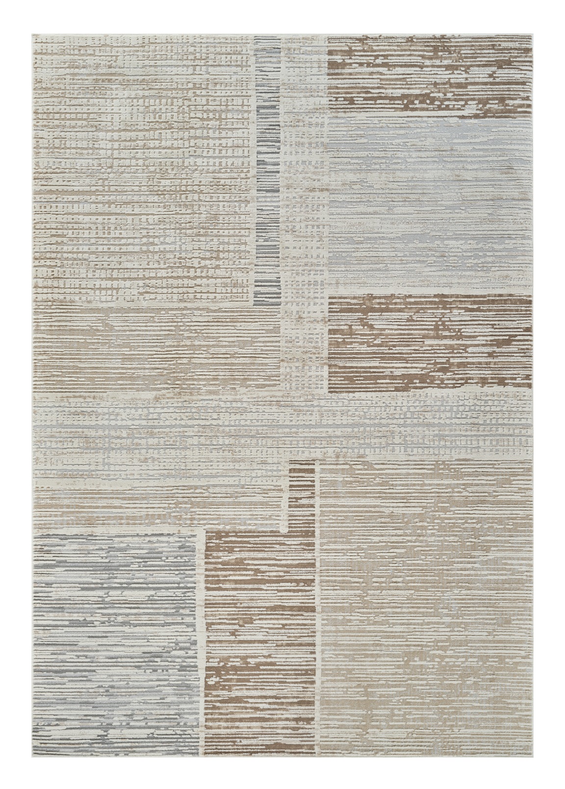 4" X 6" Beige and Brown Abstract Distressed Area Rug