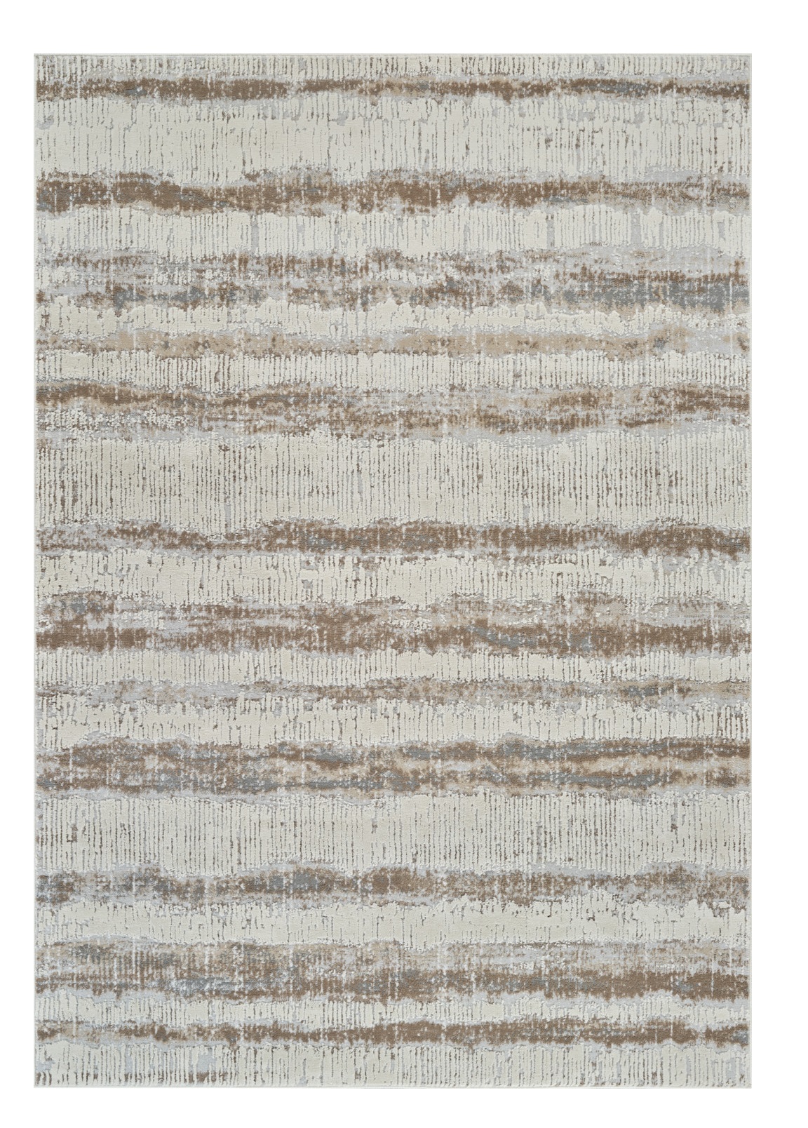 4" X 6" Beige and Brown Abstract Non Skid Area Rug