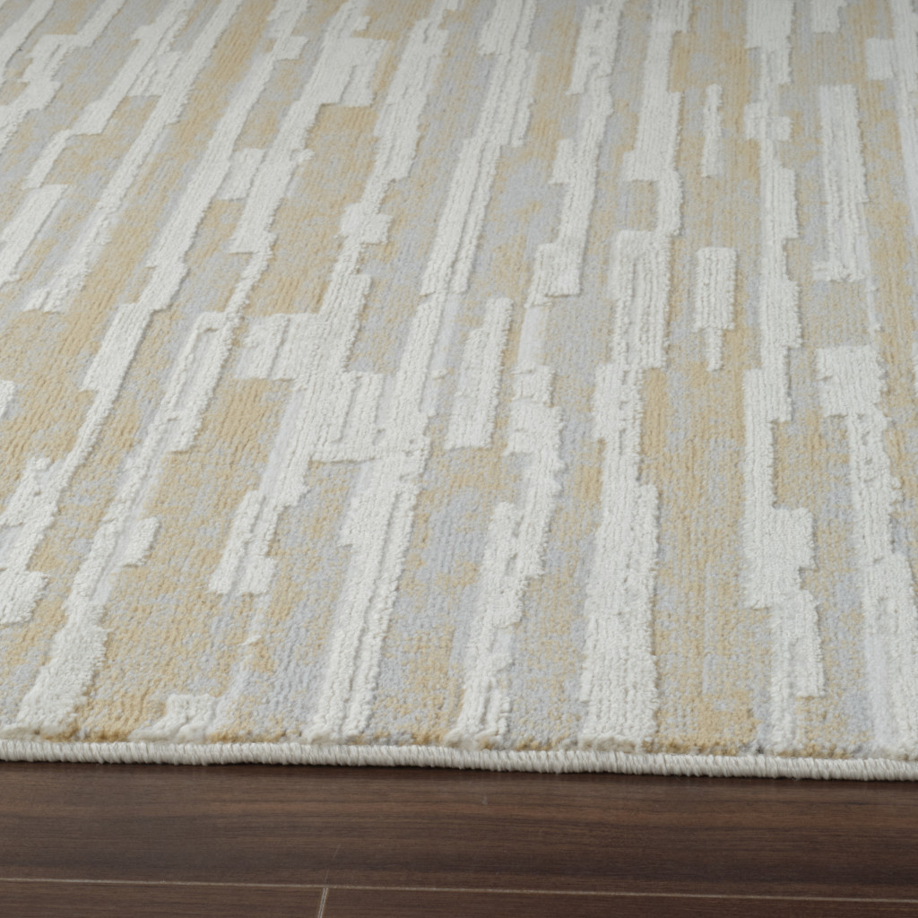 5" X 8" Beige and Brown Abstract Distressed Area Rug