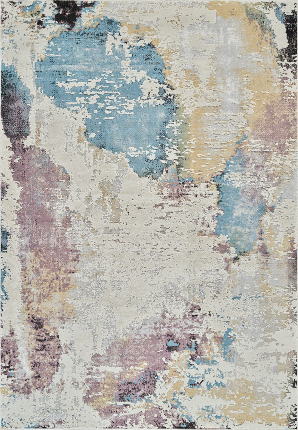 4" X 6" Beige and Blue Abstract Distressed Area Rug