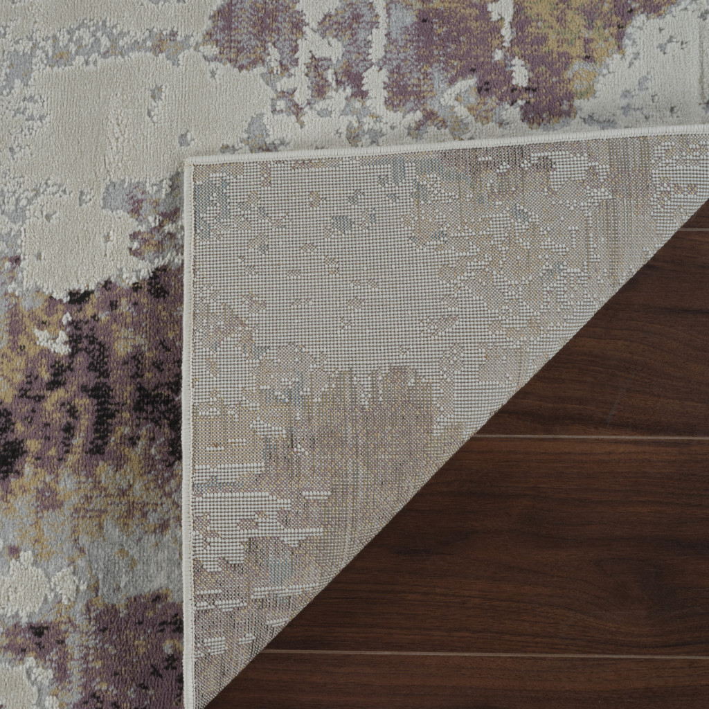 4" X 6" Beige and Blue Abstract Distressed Area Rug