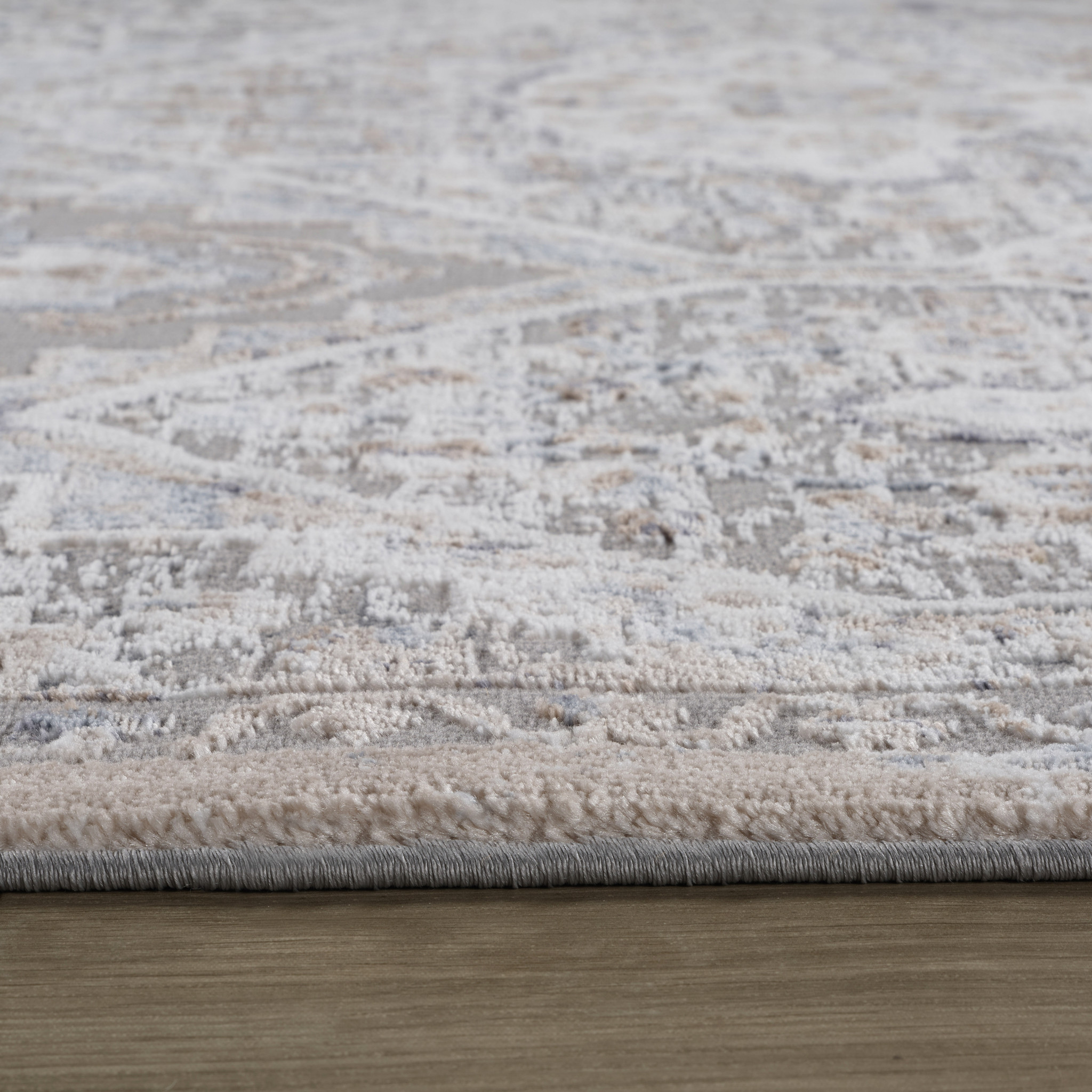 4" X 6" Blue and Gray Oriental Distressed Area Rug