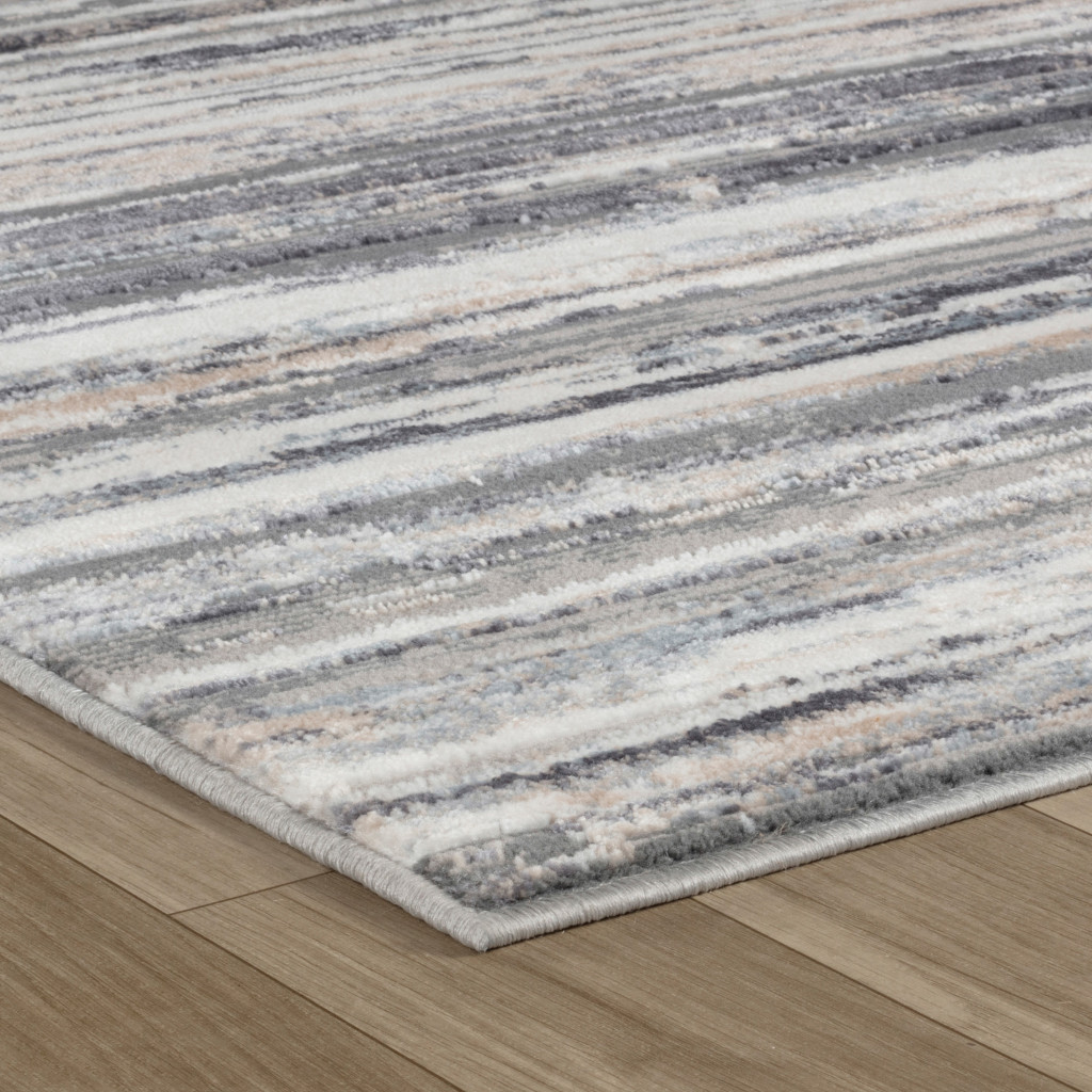 4" X 6" Blue and Gray Abstract Distressed Area Rug