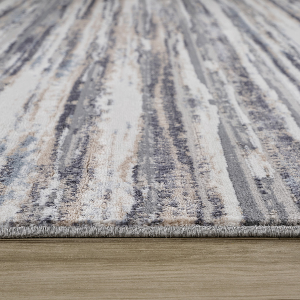 4" X 6" Blue and Gray Abstract Distressed Area Rug